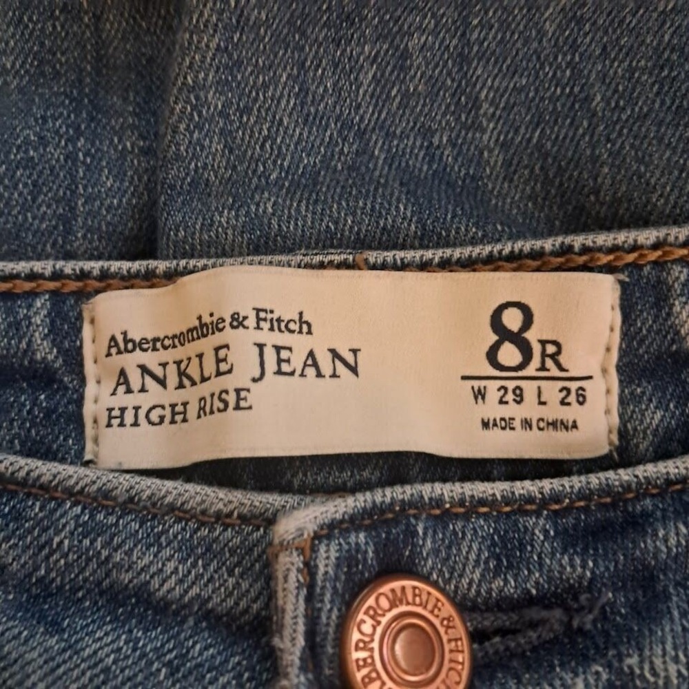 Abercrombie & Fitch 8R 29 High Rise Ankle Jean Distressed Button Fly Skinny - Picture 6 of 7